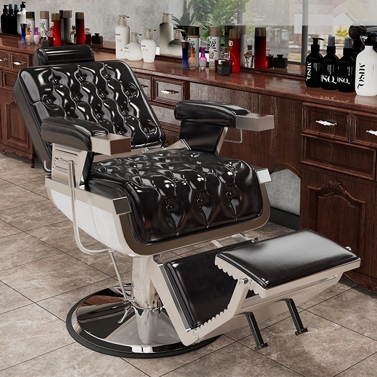 Modern black leather rotatable styling chair high quality hair salon furniture barber chair for sale