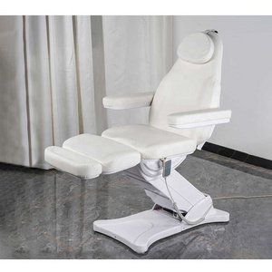 Luxury white pu leather facial spa salon bed modern 3 electric massage table with hole for sale