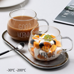 400ml Heat-resistant large capacity good morning transparent breakfast water milk coffee tea wine beer mug glass cup with handle