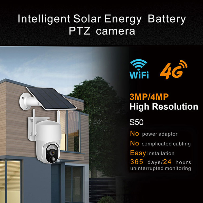 GSM 4G SIM Card 3MP IP Camera WIFI Solar Panel Battery Security Camera Waterproof Outdoor PTZ CCTV Camera