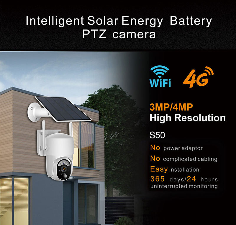 GSM 4G SIM Card 3MP IP Camera WIFI Solar Panel Battery Security Camera Waterproof Outdoor PTZ CCTV Camera