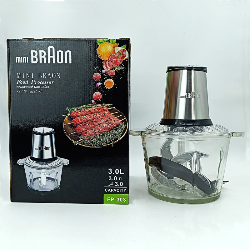 MINIBRAON 3L Household Multi Function 6 blade Knife glass Food Material  Mixer Machine Electric Meat Grinder