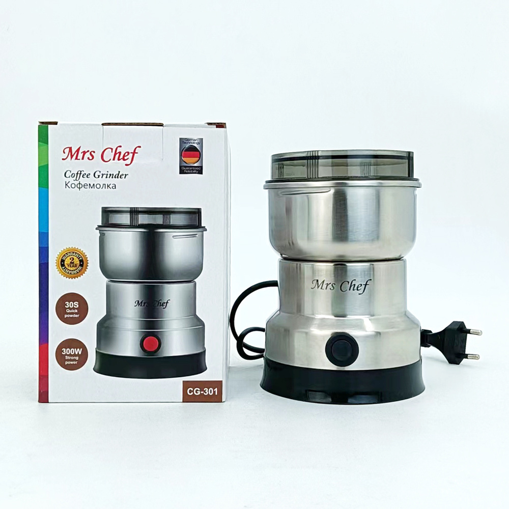 Mrs Chef Portable Mini Electric 4 Blades Stainless Steel Coffee Spice Nuts Grains Bean Grinding Coffee Bean Grinder