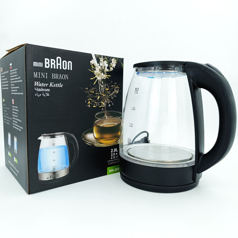 MINIBRAON 2200W 2.0L Household Glass Kettle Boil water quickly Tea Maker Hotel Gifts Electric Kettle