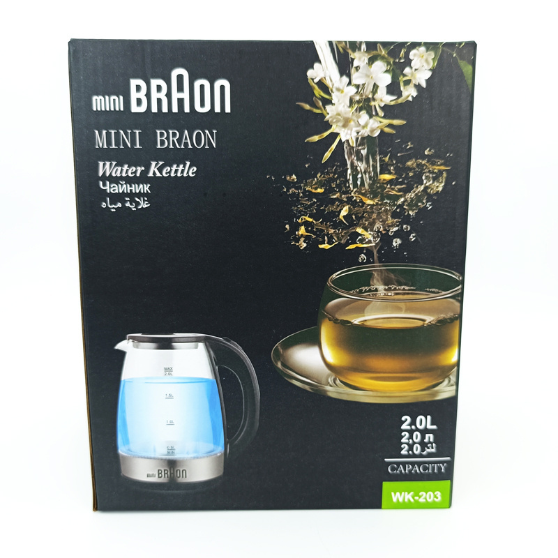 MINIBRAON 2200W 2.0L Household Glass Kettle Boil water quickly Tea Maker Hotel Gifts Electric Kettle