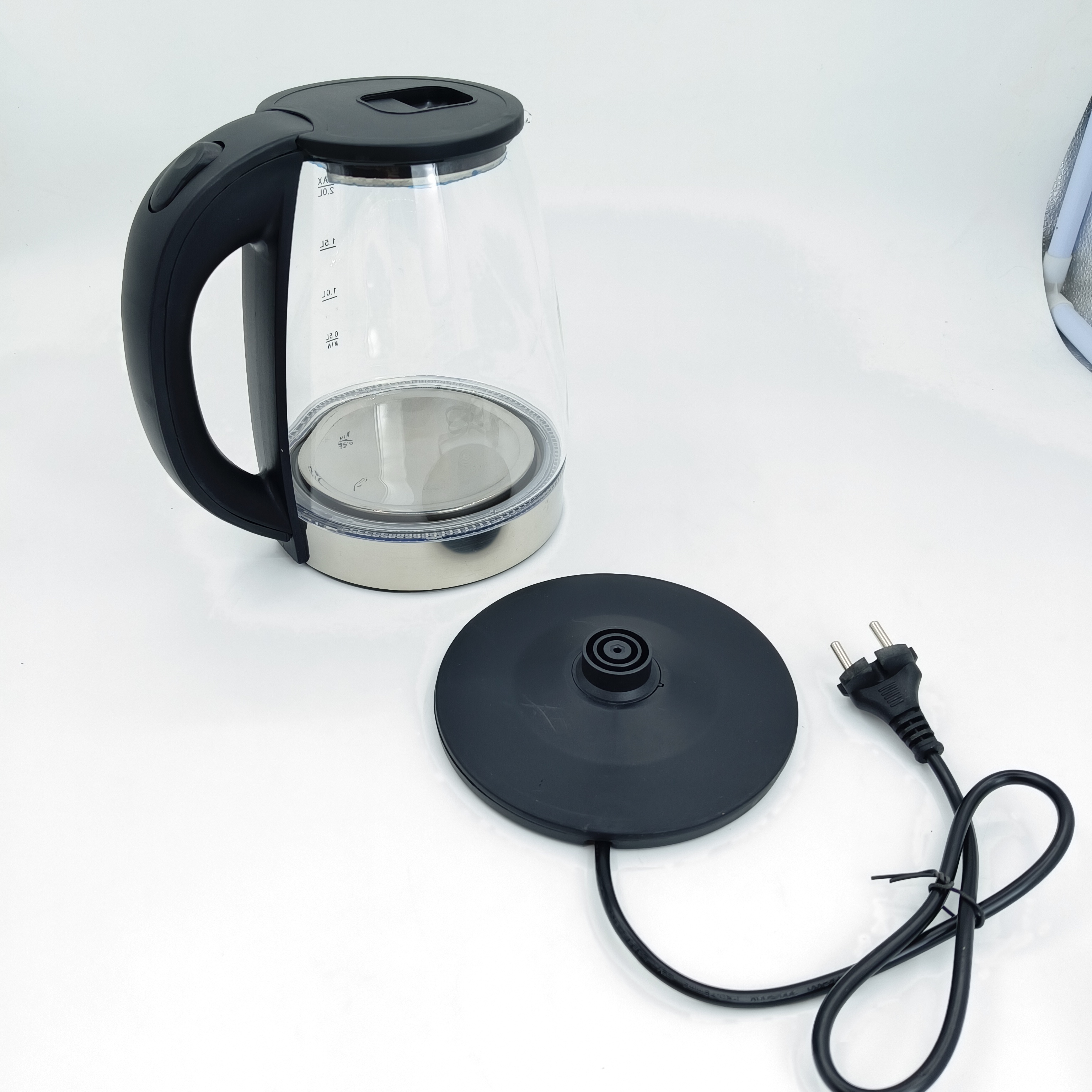 Factory Wholesale glass 2L  electric kettle 360 degree base OEM Logo glass tea pot