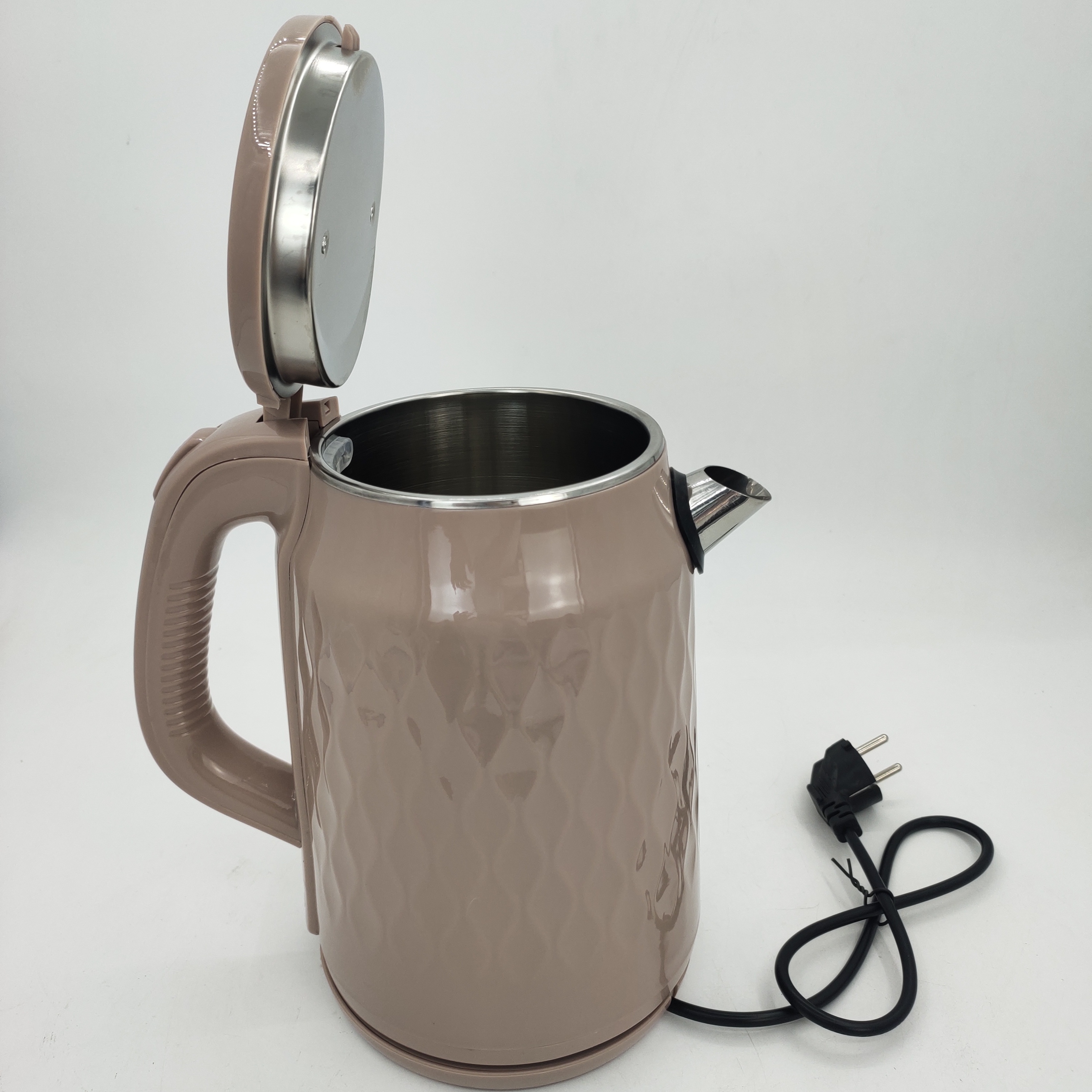 Hot selling Blue fashion retro Plastic Stainless steel lining electric kettle 360 rotation cordless kettle