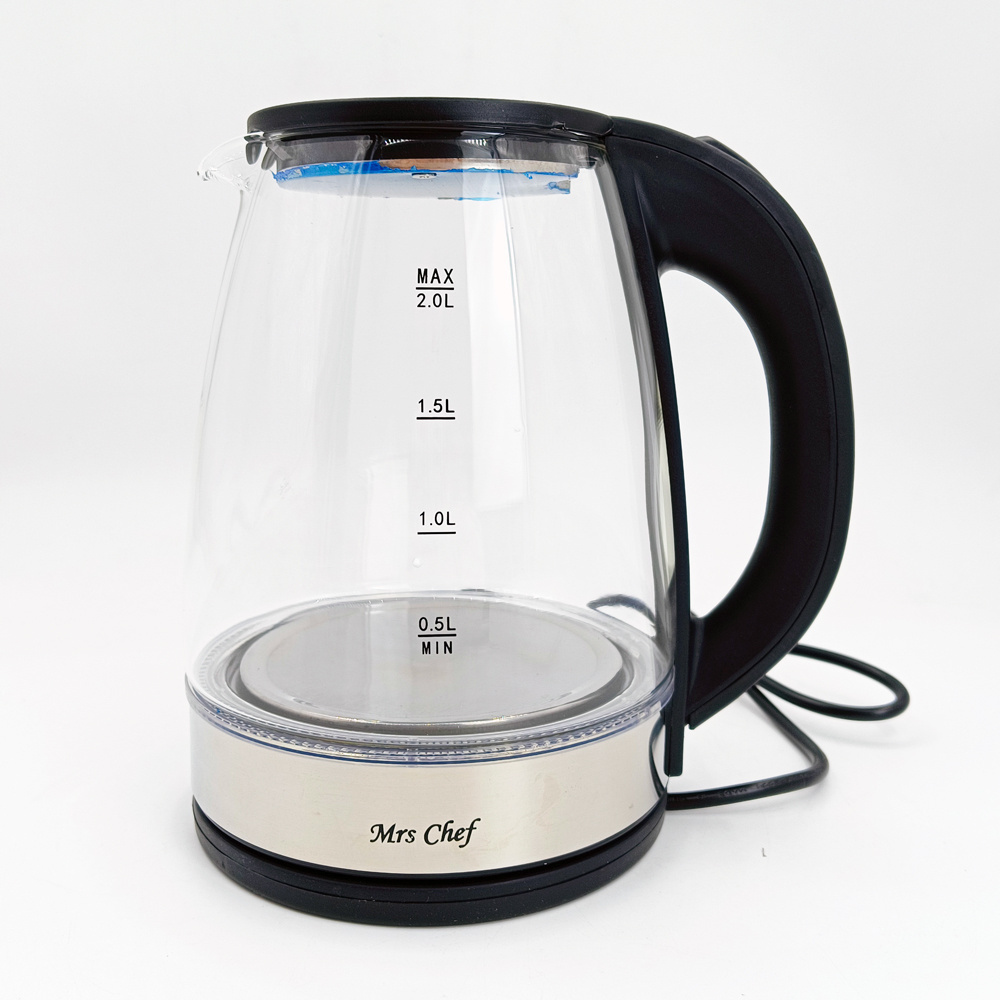 Factory Wholesale glass 2L  electric kettle 360 degree base OEM Logo glass tea pot