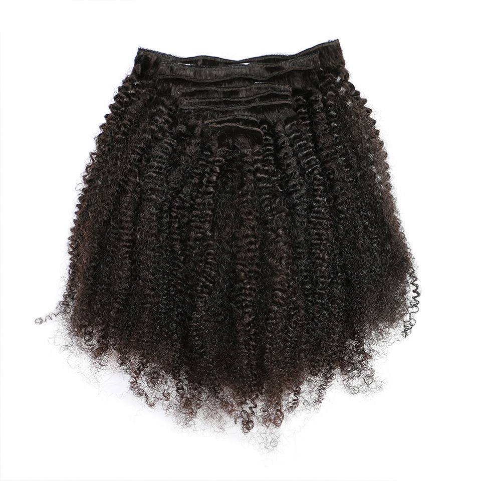 Afro Kinky Curly Clip In Hair Extensions 4C Clip In Hair Extension Vietnam 100% Virgin Raw Indian Hair Clip Ins Extensions