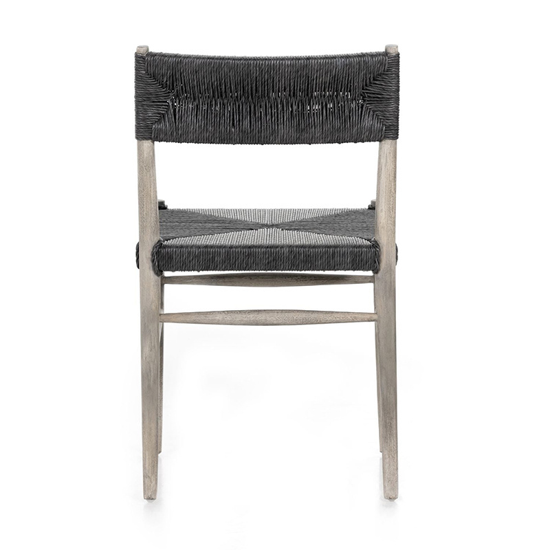 MRS WOODS slim tapered Beech frames woven all-weather wicker seating wooden dining chairs