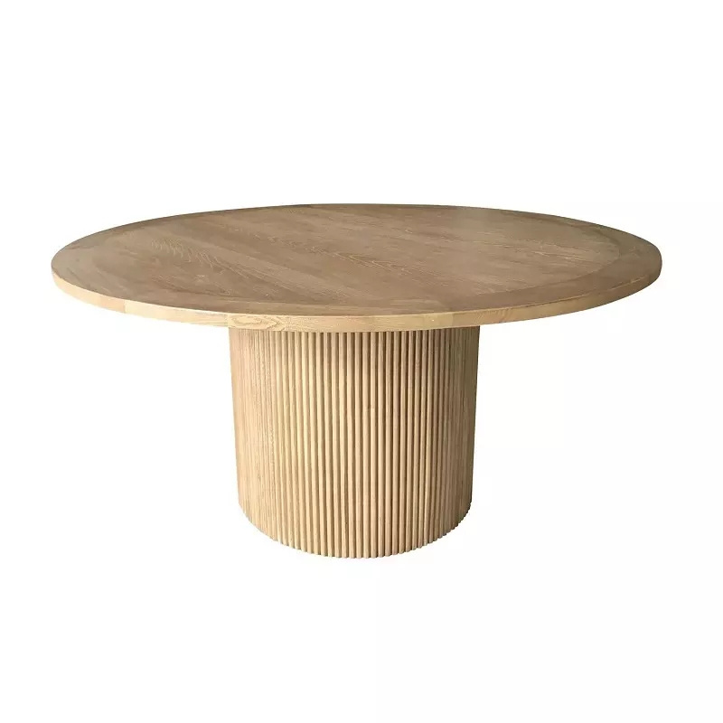 Modern Dining Room Furniture Restaurant Table Set Extendable Round Wooden Dining Table with Wooden Base