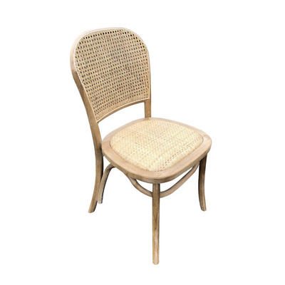 MRS WOODS Cheap customized rattan seat event rental wedding wooden dining chairs for sale