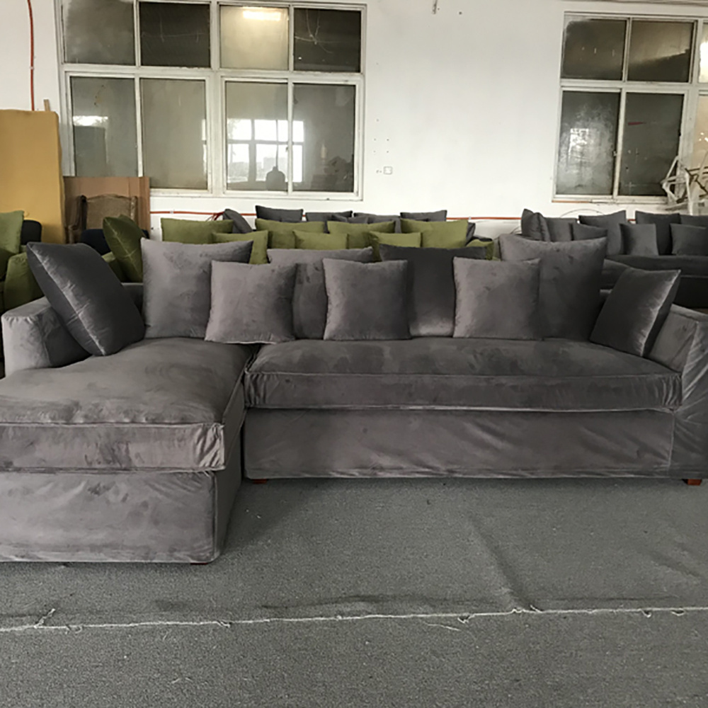 MRS WOODS Hot Selling Modern Classic Sectional Chesterfield Green Velvet Sofa Living Room Furniture