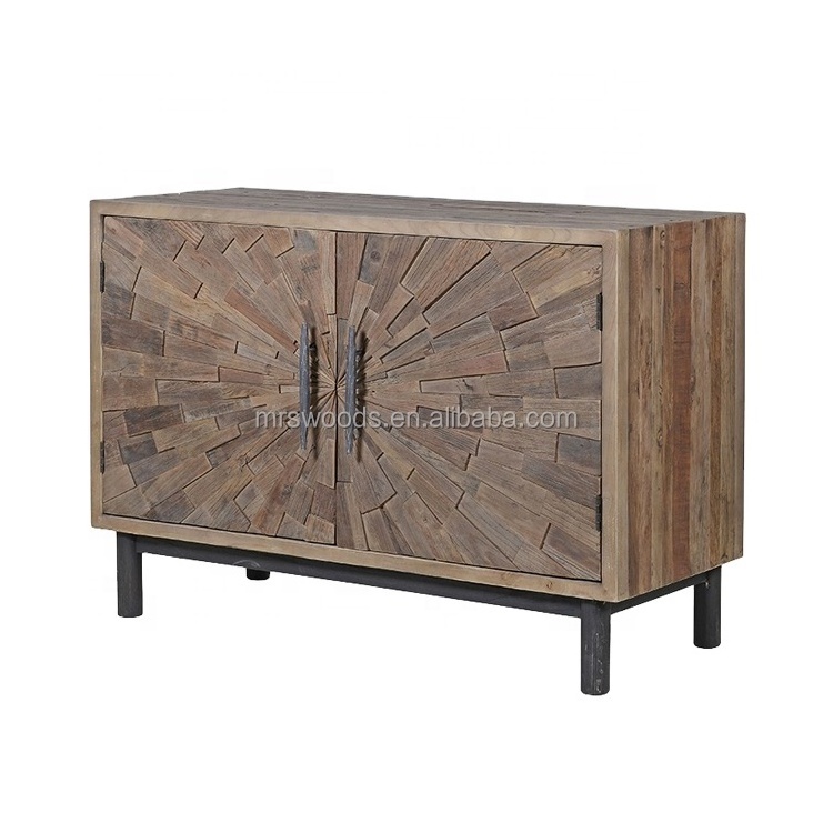 MRS WOODS Modern Designs Kitchen Furniture Reclaimed elm low cabinet small wood storage cabinets with doors