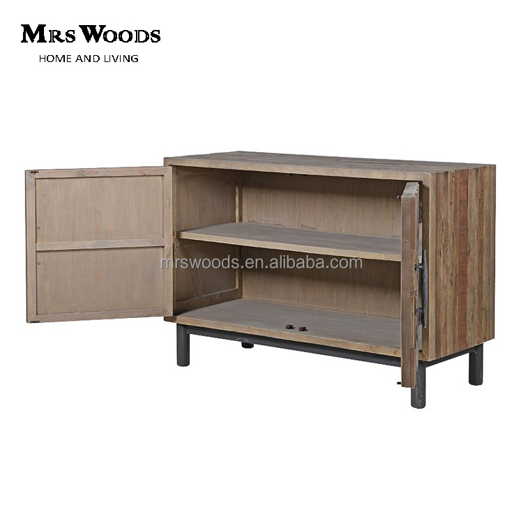 MRS WOODS Modern Designs Kitchen Furniture Reclaimed elm low cabinet small wood storage cabinets with doors