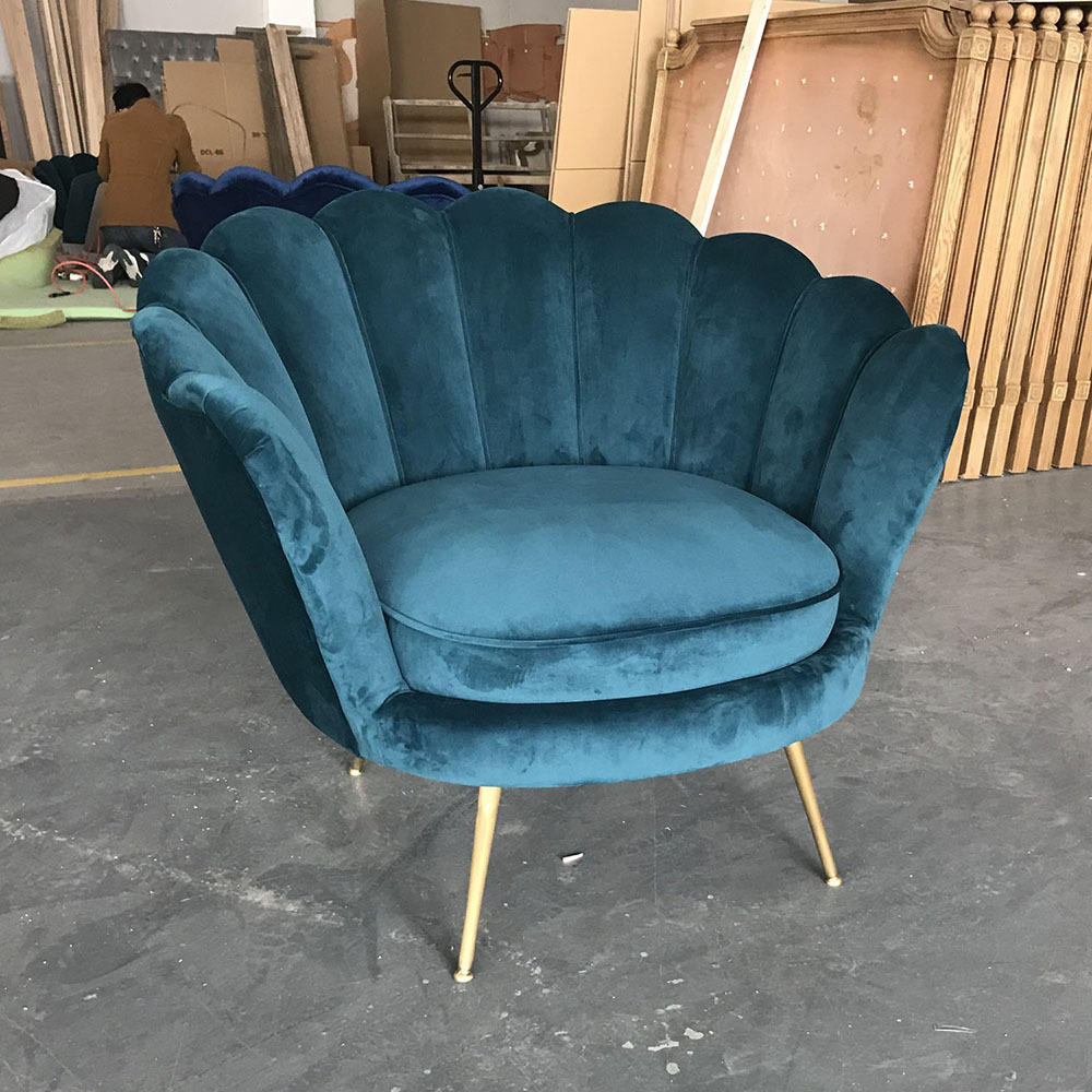 French Chairs Modern Living Room Luxury Turquoise Shell Shaped Velvet Occasional Armchairs Accent Chair Antique Living Room