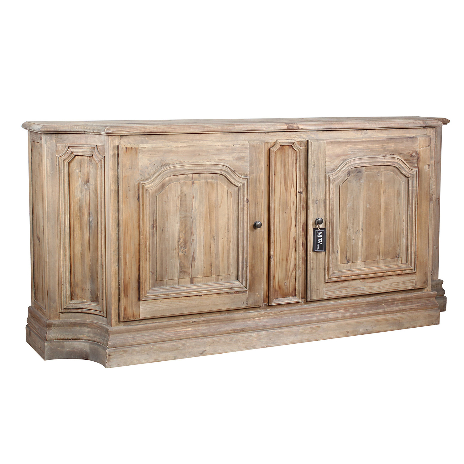 MRS WOODS Farm Country Curved Front Vintage Reclaimed Wooden Cabinet Storage Antique Living Room Cabinets