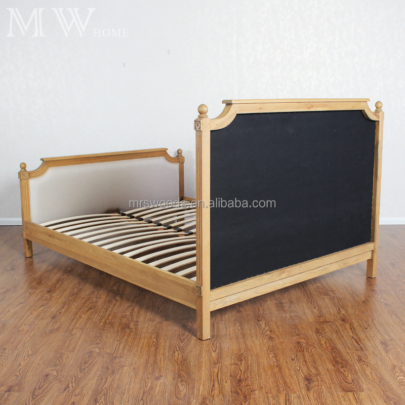 Nature Design Hotel Bedroom set Oak upholstered Panel Bed Latest Slat Support King Size Platform Wooden Bed