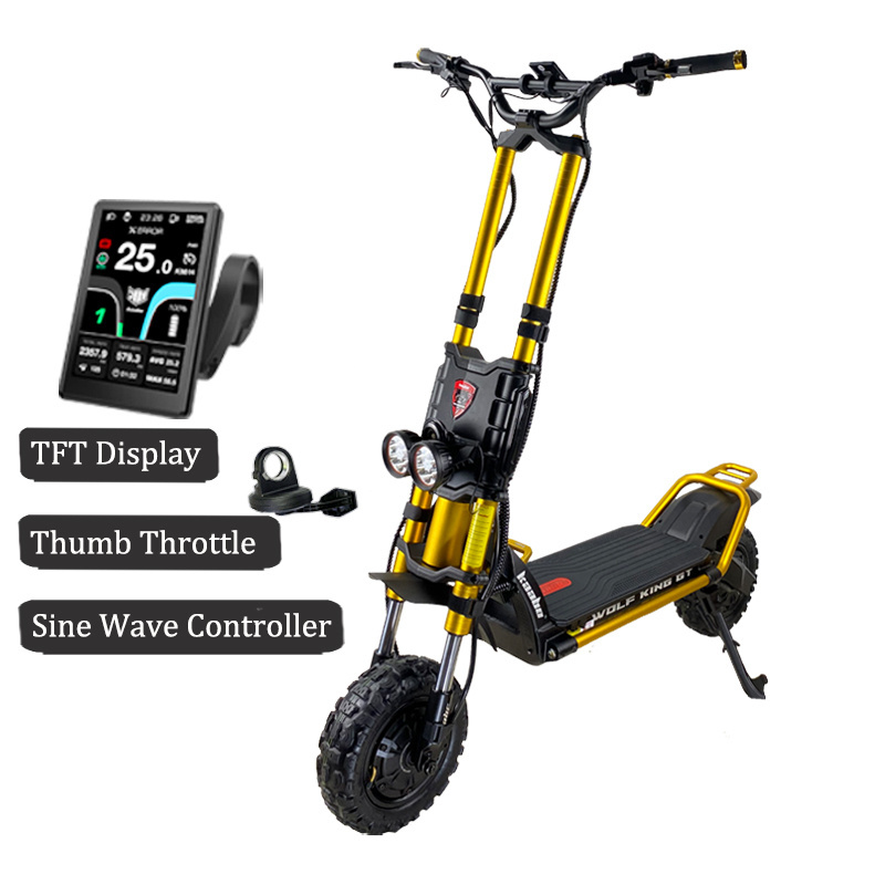 Original Kaabo Wolf King GT Pro Golden 72V 35AH With TFT Display 72V 50A Sine Wave Controller 4000W Dual Motor Monster Scooter