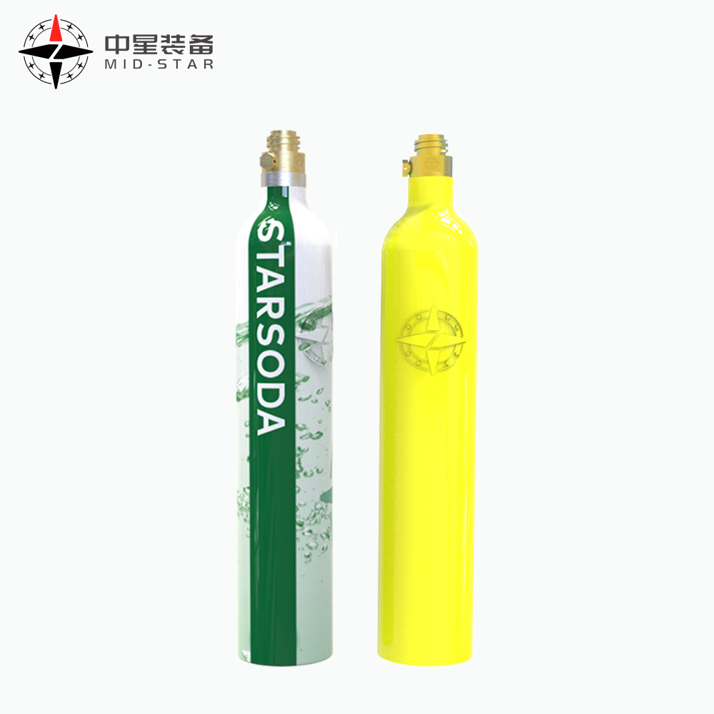 Best quality Food grade 0.6L soda machine filling CO2 Aluminum gas cylinder with valve for co2 bottle Co2 Cartridge for soda