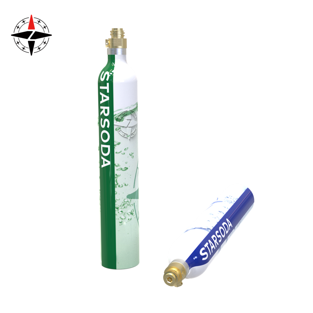 Soda maker custom Food grade  CO2 gas cylinder Refilling Cartridge Canister 0.6L WC 60L CO2 410g 1.34L 13.4L co2 tank