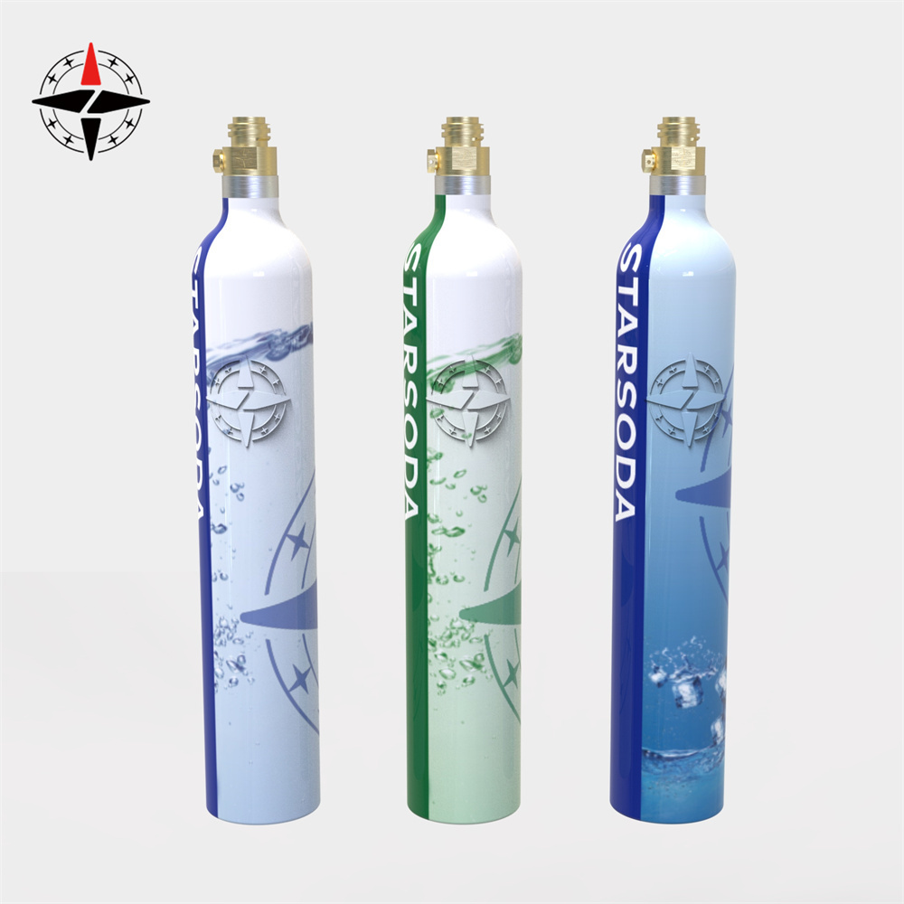 Soda maker custom Food grade  CO2 gas cylinder Refilling Cartridge Canister 0.6L WC 60L CO2 410g 1.34L 13.4L co2 tank