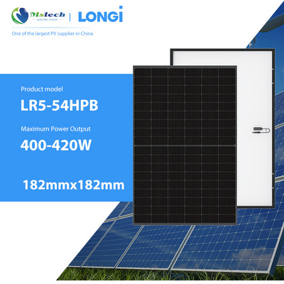 Longi Full Black Solar Panel 400W 405W 410W 415 Watt 420W Panelers Solarers Longi Panel Solares Portatil For Industry