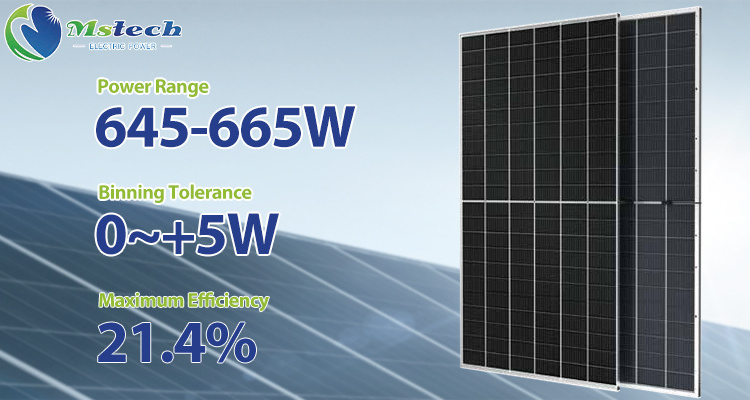 Mstech Solar Bifacial 645w Panneau Solaire 650w 655w 660w Mono Crystalline Solar Panels 665 Watts Solar Power Modules Price