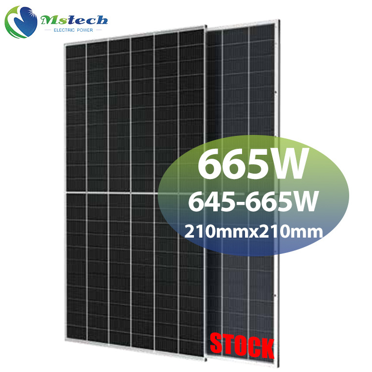 Mstech Solar Bifacial 645w Panneau Solaire 650w 655w 660w Mono Crystalline Solar Panels 665 Watts Solar Power Modules Price