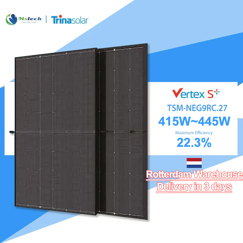 EU Stock Trina Bifacial Solar Panel Vertex S+ 425W 430W 435W 440W All Black PV Panels Dual Glass N-TYPE PV Module NEG9RC.27