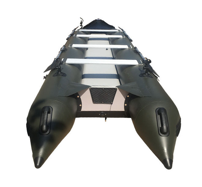 8 people 5.5m aluminum alloy floor inflatable rowing boat kayak high speed catamaran with paddle