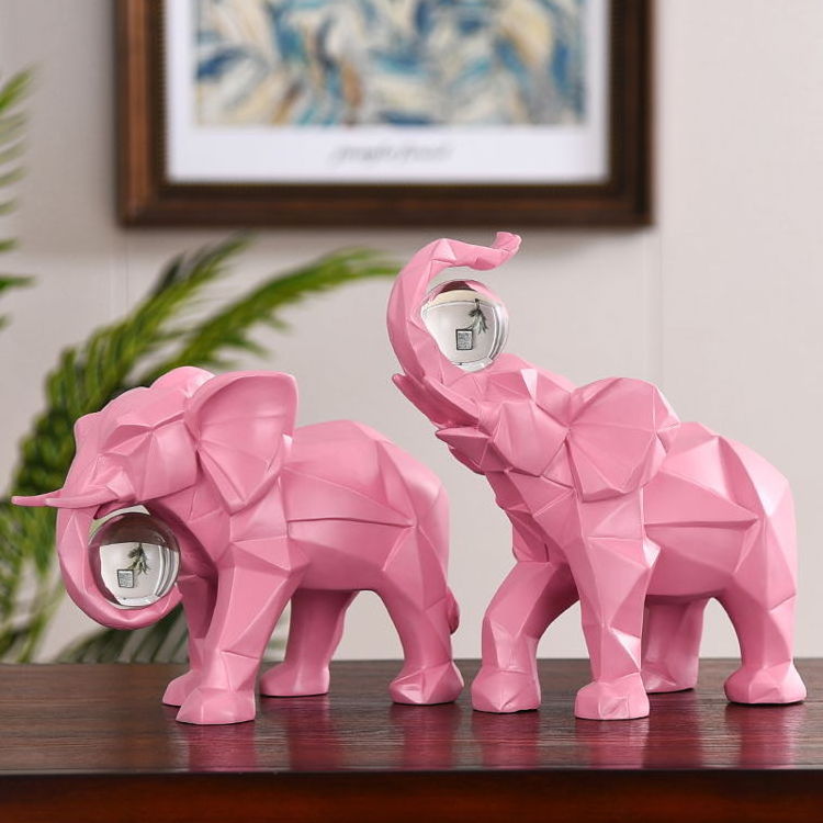 Creative Wedding Couple Elephant Home Decoration Gifts Geometry Elefante Adorno Home Office Desktop Elephant Sculpture