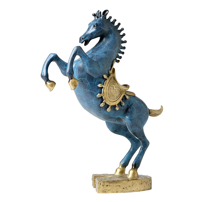 Dropship Chinese Small Metal Crafts OEM Custom Blue Brown Brass Copper Bronze Horse Statue