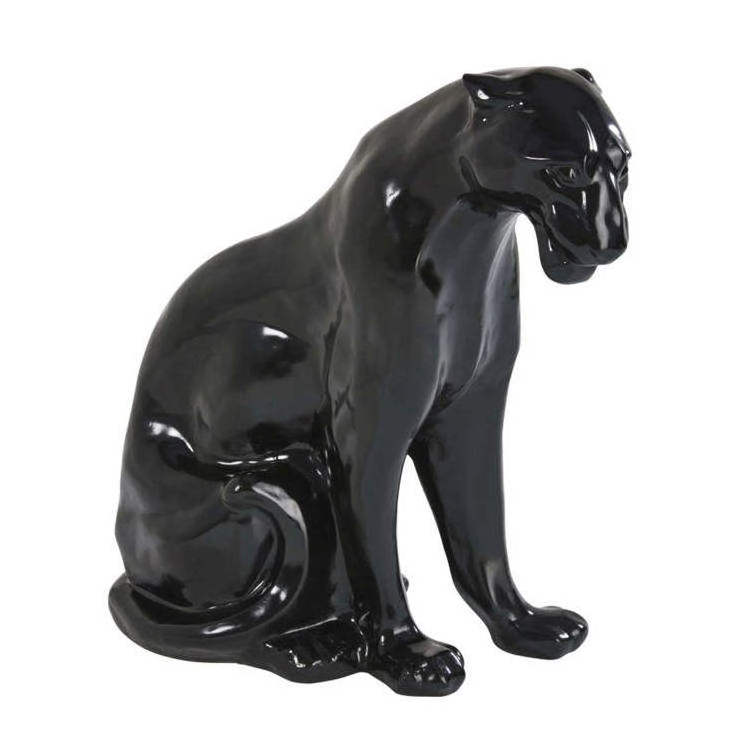 Custom Decorations Crafts Resin Statue Fiberglass Marble Metal Negro Pantera Escultura Lifelike Realistic Panther Figurine