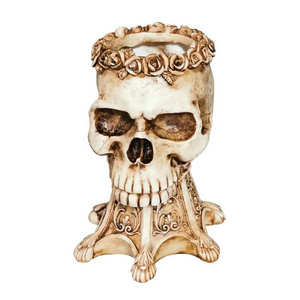 Hot Selling Unique Vase Home Decor Scary Resin Crafts Living Room Decoration Floreros De Resina Retro Design Skull Decor Vase