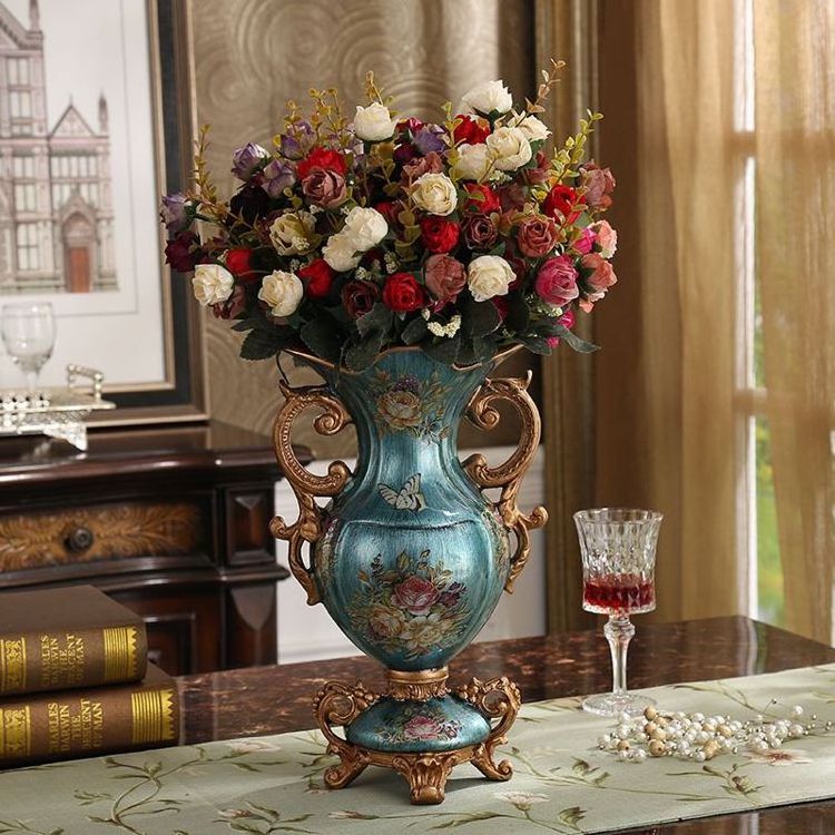 Retro Royal Style Home Decor Handicraft Gifts Elegant Wazon Flores De Cara European Elegant Designer Decorative Vase