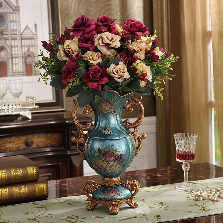 Retro Royal Style Home Decor Handicraft Gifts Elegant Wazon Flores De Cara European Elegant Designer Decorative Vase