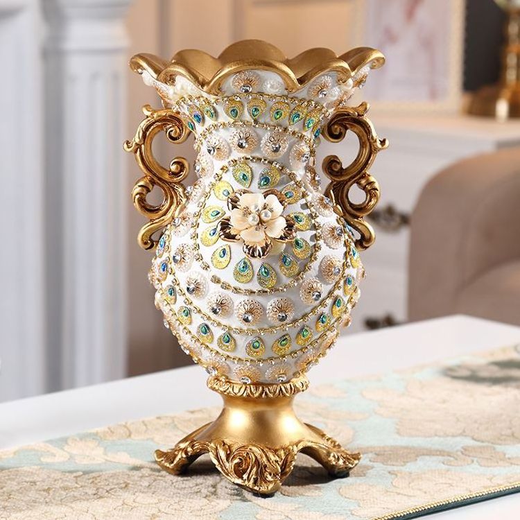 Wholesale Royal Wedding Decoration High End Table Center Decor Jarrones Para Mesa Elegantes Retro Elegant Home Decor Vase