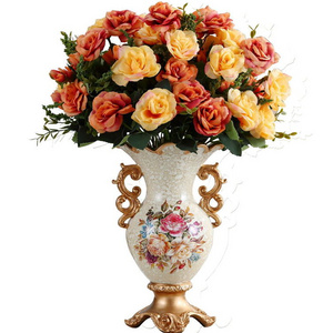 Wholesale Royal Wedding Decoration High End Table Center Decor Jarrones Para Mesa Elegantes Retro Elegant Home Decor Vase