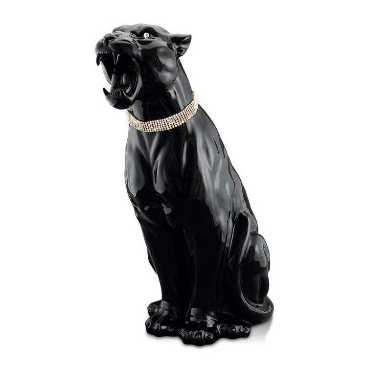 Custom Decorations Crafts Resin Statue Fiberglass Marble Metal Negro Pantera Escultura Lifelike Realistic Panther Figurine