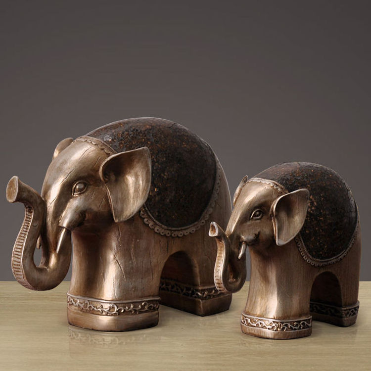 Creative Wedding Gift Couple Elephant Home Decor Item 2Pcs Set Living Room Elefant Statues Lucky Blue Elephant Ornament