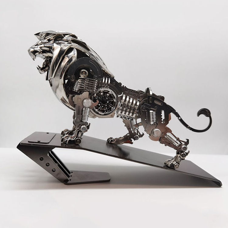 Lion Custom Mechanical Model High End Punk Style Metal Craft Decor Items Future Design Mechanical Lion Metal Home Decor