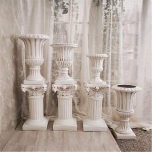 Floor Vase Nordic Large Round Floor Vase Resin Jarrones Para Flores De Boda Wedding Decor Roman Pillars Vase For Hotel Club Hall