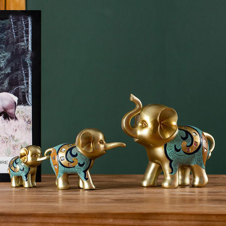 2021 Creative Living Room Home Decor 3 Cute Elefante Figura Fengshui Ornament Lucky Resin Crafts 3 Small Elephant Figurine