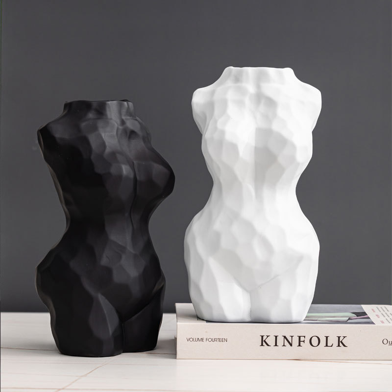 Simple Geometry Ceramic Vase Home Decoration Black White Dekor Vaza Unieke Vazen New Arrivals Nordic Art Body Ornament Vase