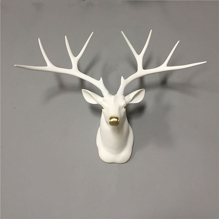 Lifelike Horse Deer Rhinoceros Head Wall Hanging Home Decor White Gold Resin Decoration Murale 3D Modern Animals Wall Decor