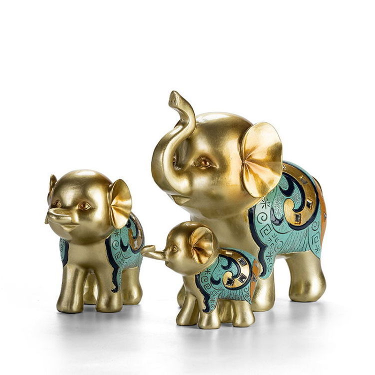 2021 Creative Living Room Home Decor 3 Cute Elefante Figura Fengshui Ornament Lucky Resin Crafts 3 Small Elephant Figurine