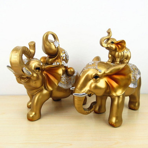 Luxury Gold Good Luck Elephant Home Office Decor 2 Pcs Elefante Dorado Para El Hogar Europe Small Elephants Animal Statues