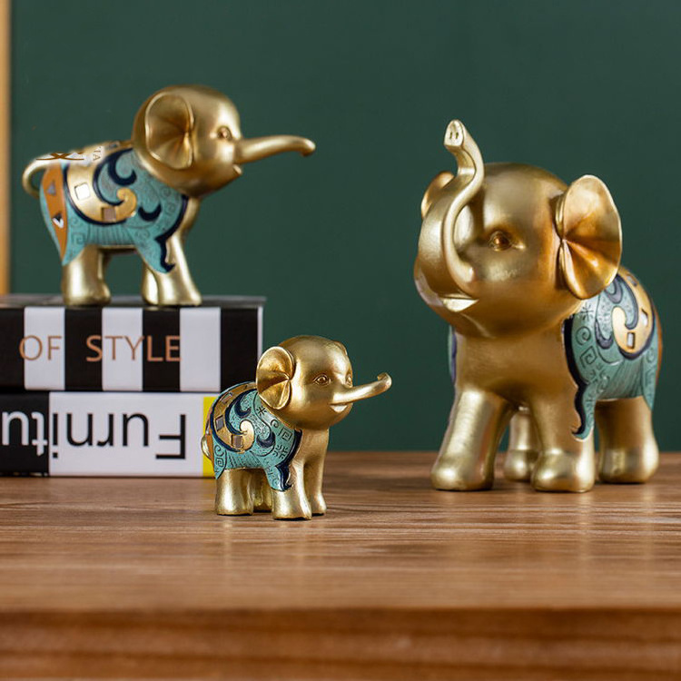 2021 Creative Living Room Home Decor 3 Cute Elefante Figura Fengshui Ornament Lucky Resin Crafts 3 Small Elephant Figurine