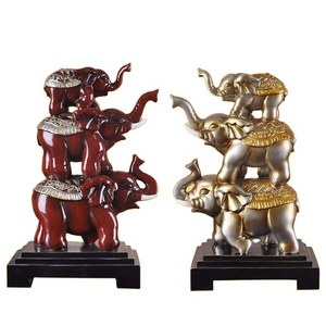 Modern 3 Stacked Elephant Family Livingroom Lucky Ornament Creative Familia De Elefantes Wedding Gift Elephant Home Decor Retail